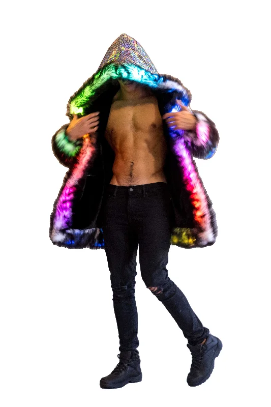 Men's LED Wizard Coat in ""Black Disco""