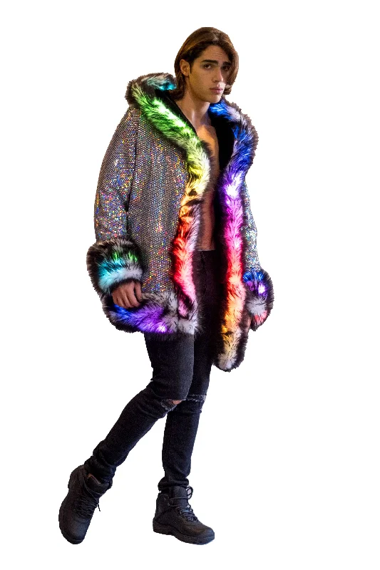 Men's LED Wizard Coat in ""Black Disco""