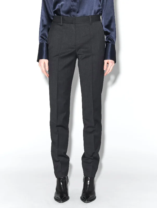 Pantalon chino en gabardine de laine stretch grise