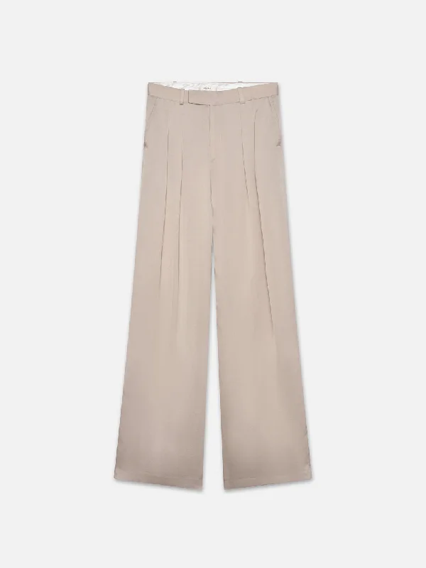 Pleated Mid Rise Trouser -- Light Beige