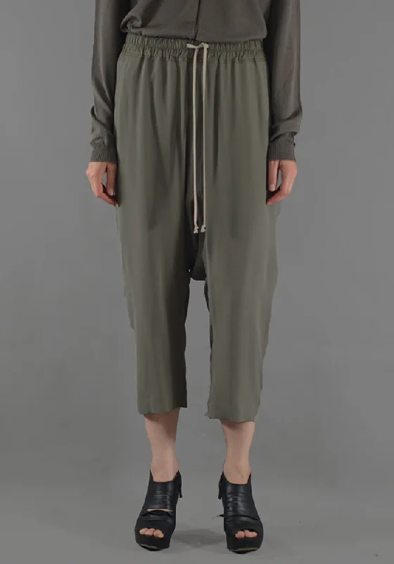 RICK OWENS RP19F5308 CC DRAWSTRING CROPPED PANTS DUST