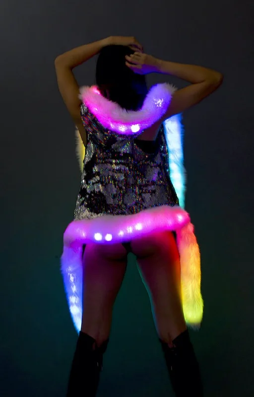 Women's LED Sequin Vest in ""Purple/ Gold Rainbow""