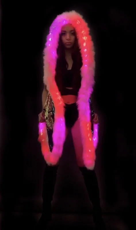 Women's LED Faux Fur Vest in ""Just The Tip-Light Pink""