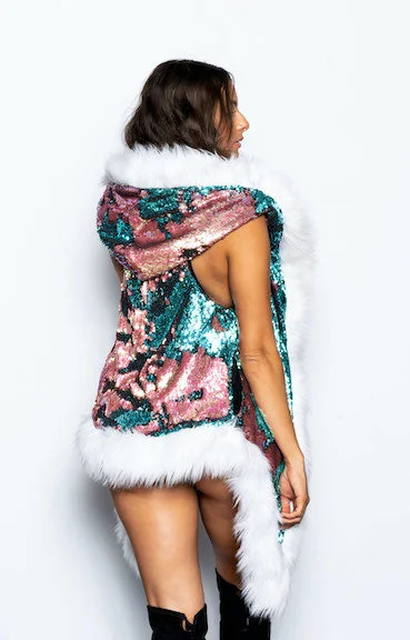 Women's LED Flip Sequin Vest in ""Turq-Pink""