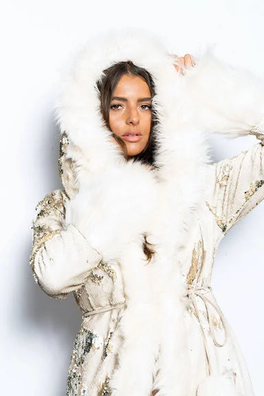 Women's LED Sequin Temptress Coat in ""Ivory Gold""