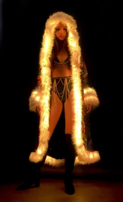 Women's LED Sequin Temptress Coat in ""Ivory Gold""