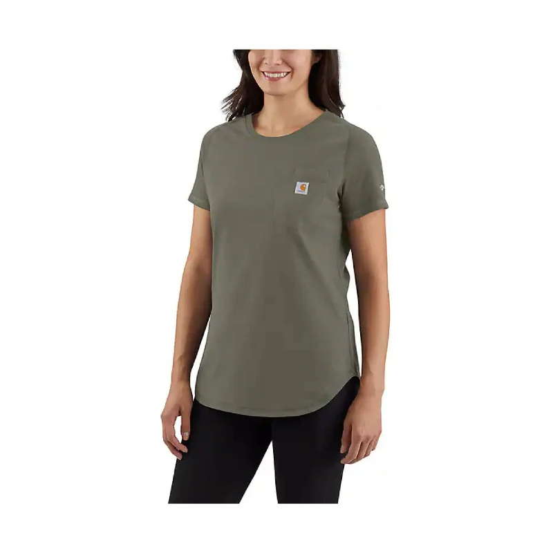 Carhartt Women's Force Relaxed Fit Midweight Pocket T Shirt - Dusty Olive - ONLINE STORE CREDIT/EXCHANGE ONLY