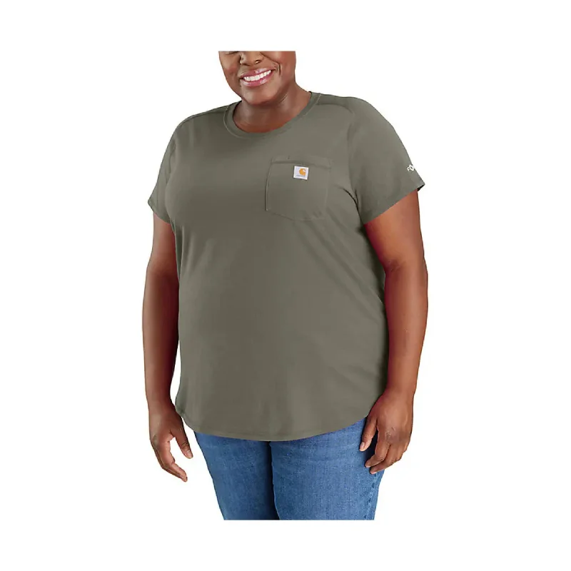 Carhartt Women's Force Relaxed Fit Midweight Pocket T Shirt - Dusty Olive - ONLINE STORE CREDIT/EXCHANGE ONLY