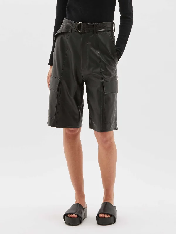 leather pocket detail short