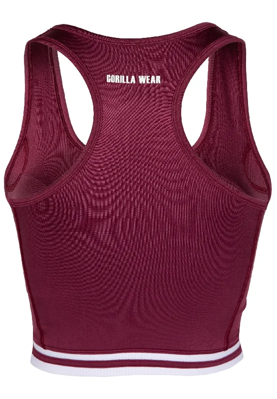 Mesa Zip Front Crop Top - Burgundy Red