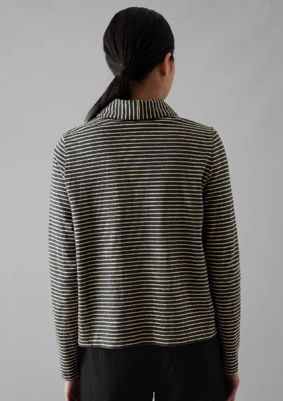 Stripe Cotton Jersey Shirt | Grey/Sand