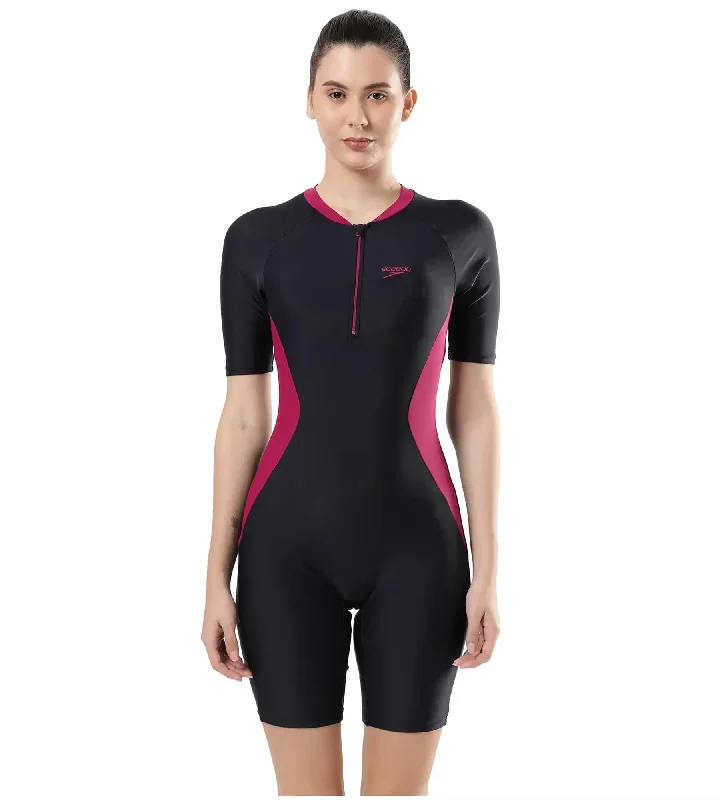 Women's Endurance 10 Essential Panel Kneesuit Swimwear - True Navy & Berry