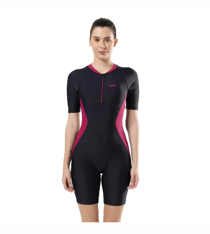 Women's Endurance 10 Essential Panel Kneesuit Swimwear - True Navy & Berry