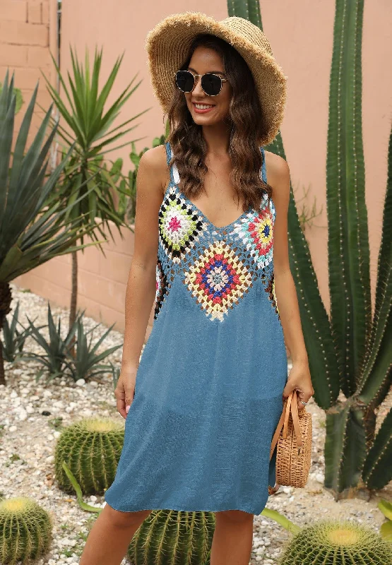 Factory Women Summer Hand Crochet Hollow Out Beachwear Slip Beach Dress Cover up