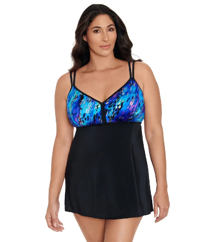 Longitude Women's Leopard High Flyaway Swim Dress