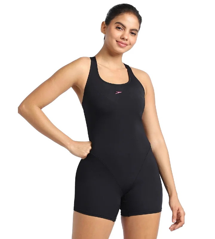 Women's Endurance+ Myrtle Racerback Legsuit Swimwear - Black & Fandango Pink