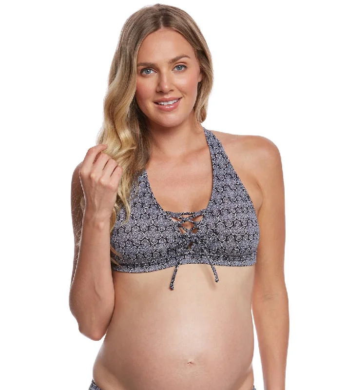 Prego Swimwear Maternity Daisy Dot Skirted Bikini Set Black