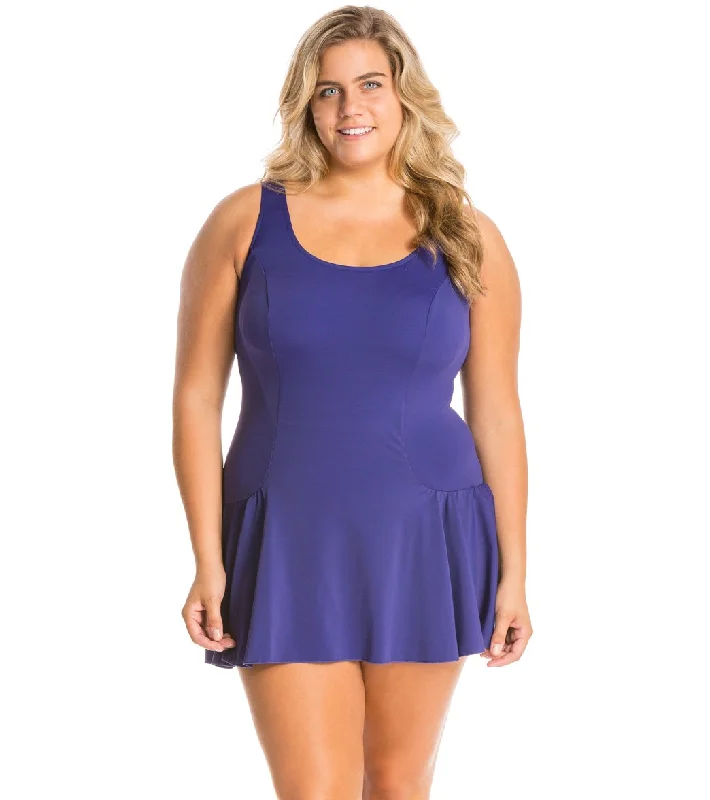 Sporti Plus Size Swim Dress Purple