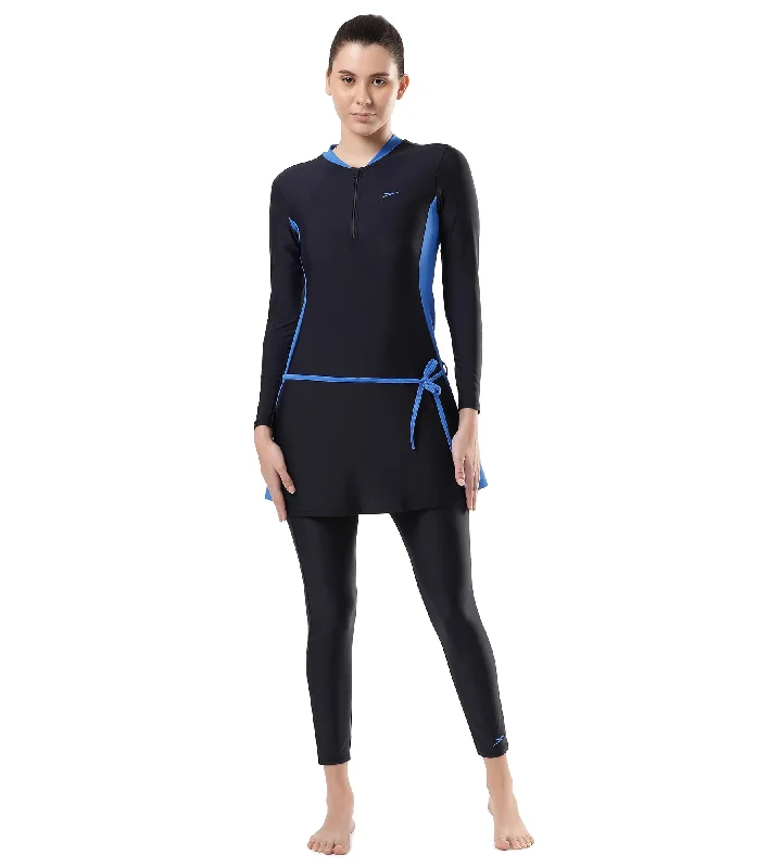 Women's Endurance 10 Two Piece Full Body Suit Swimwear - True Navy & Bondi Blue