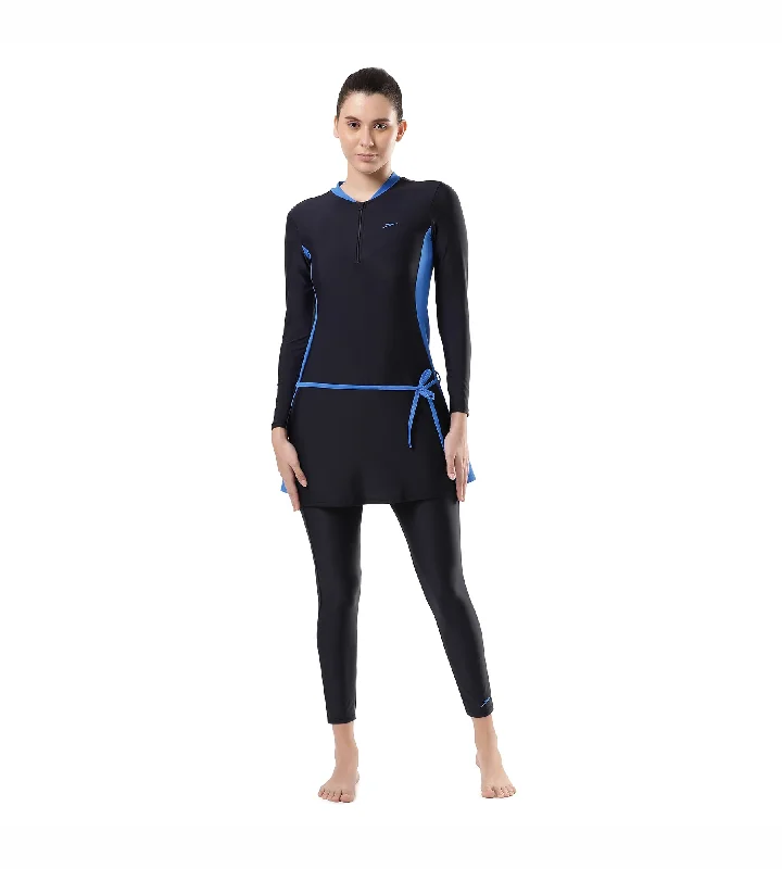 Women's Endurance 10 Two Piece Full Body Suit Swimwear - True Navy & Bondi Blue