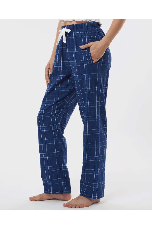 Boxercraft Womens Haley Flannel Pants w/ Pockets - Navy Blue Field Day Plaid - NEW