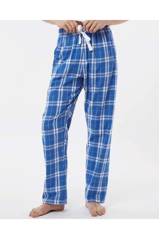 Boxercraft Womens Haley Flannel Pants w/ Pockets - Royal Blue/Silver Grey - NEW