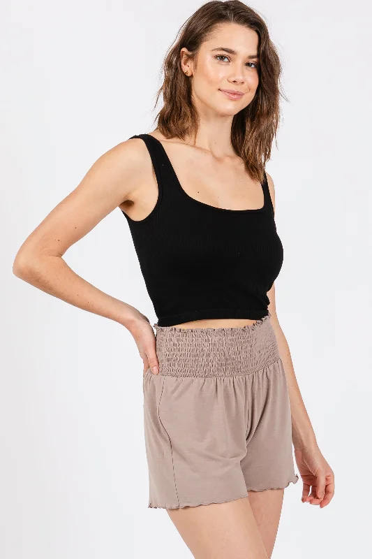 Light Mocha Smocked Lounge Shorts