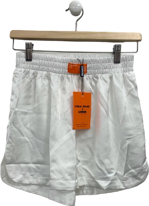 Public Desire White Satin Lounge Shorts UK 8