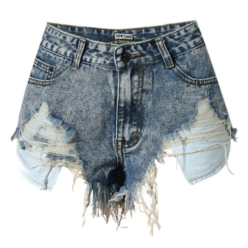 Torn High Waist Denim Shorts