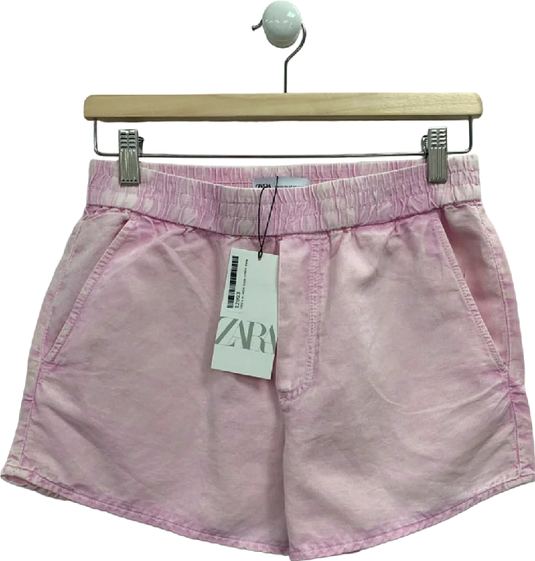 Zara Pink Linen-Cotton Blend Shorts XS