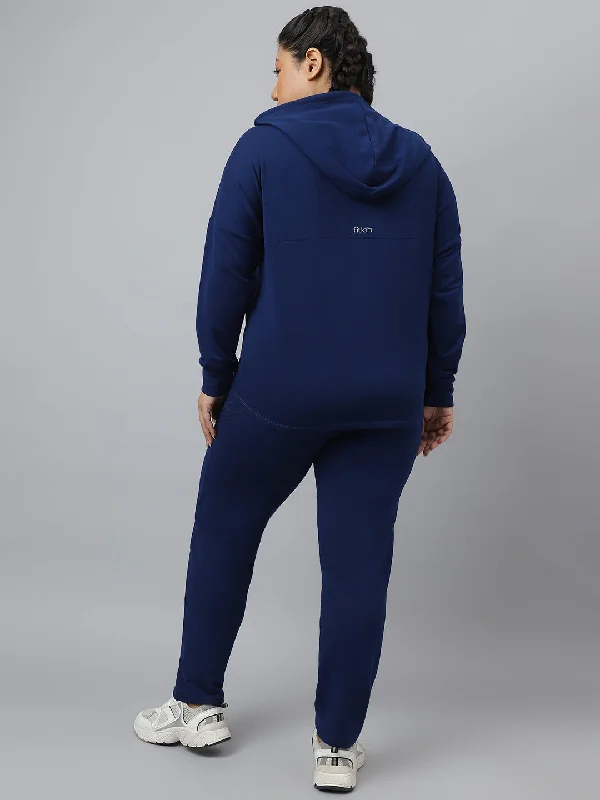 Fitkin Plus Size Ecofriendly Anti-Odor Recycled Polyester Indigo Front Zipper Tracksuit