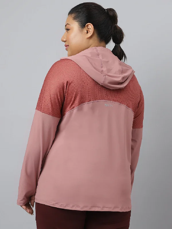 Fitkin Plus Size Pink Super Soft Anti-Odor Mauve Long Sleeve Hoodie