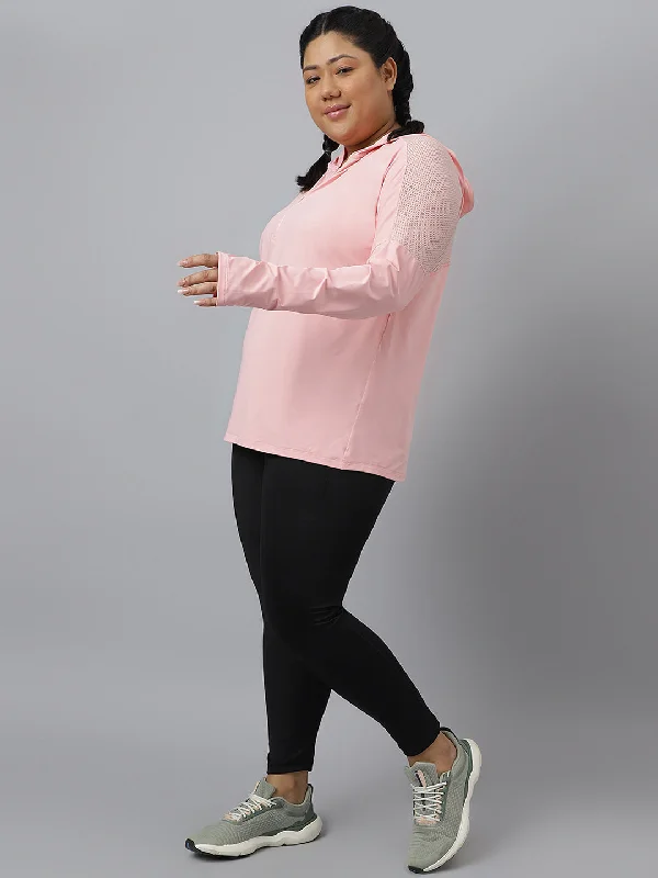 Fitkin Plus Size Pink Super Soft Anti-Odor Pink Long Sleeve Hoodie