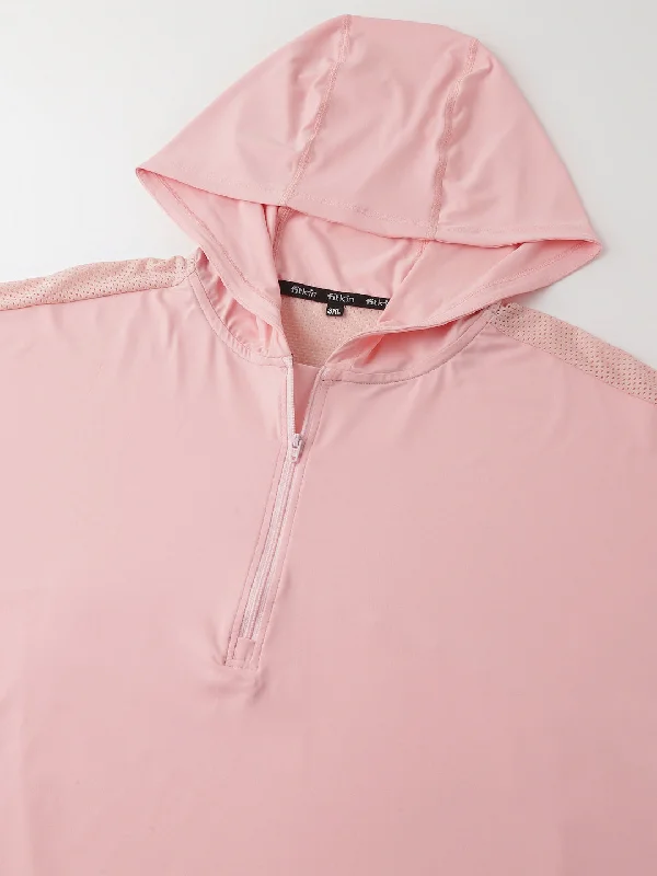 Fitkin Plus Size Pink Super Soft Anti-Odor Pink Long Sleeve Hoodie