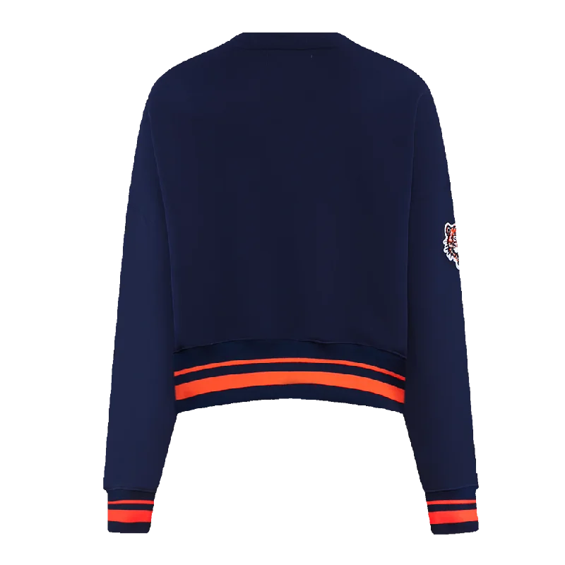 MLB DETROIT TIGERS RETRO CLASSIC WOMEN'S RIB CREWNECK (MIDNIGHT NAVY/ORANGE/ MIDNIGHT)