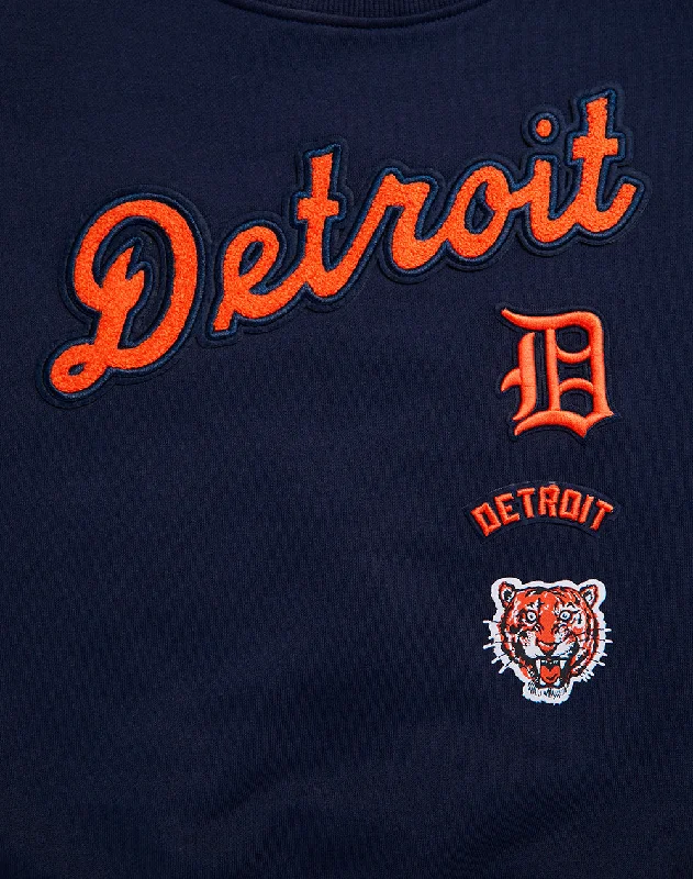 MLB DETROIT TIGERS RETRO CLASSIC WOMEN'S RIB CREWNECK (MIDNIGHT NAVY/ORANGE/ MIDNIGHT)