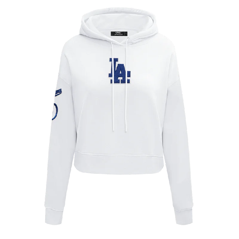 MLB LOS ANGELES DODGERS CLASSIC WOMEN'S CROPPED PO HOODIE (WHITE)