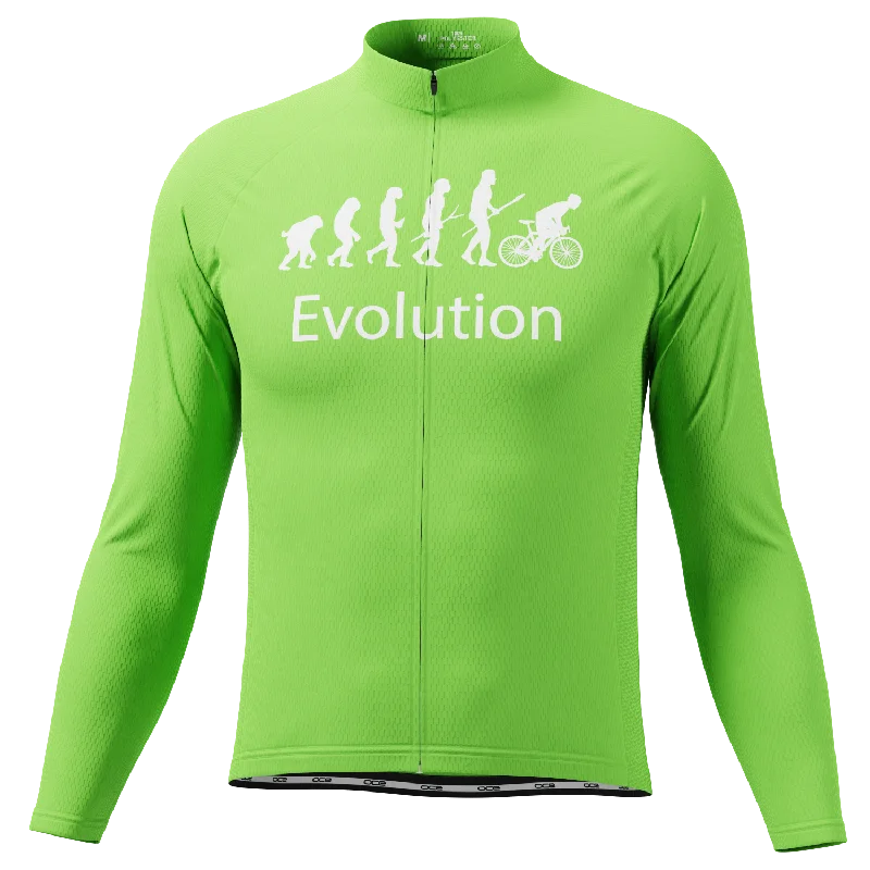 Men's Evolution of Man in Green Long Sleeve Cycling Jersey