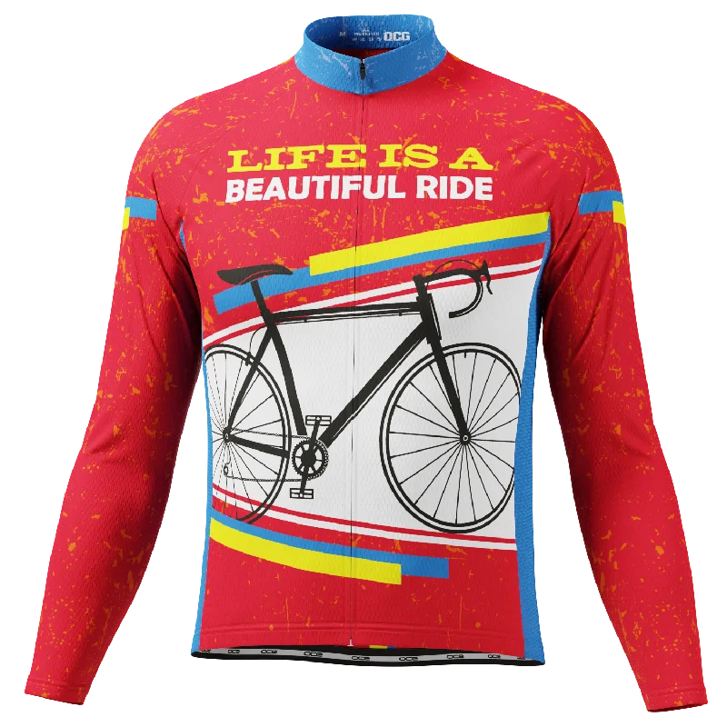 Men's Life is a Beautiful Ride Long Sleeve Cycling Jersey