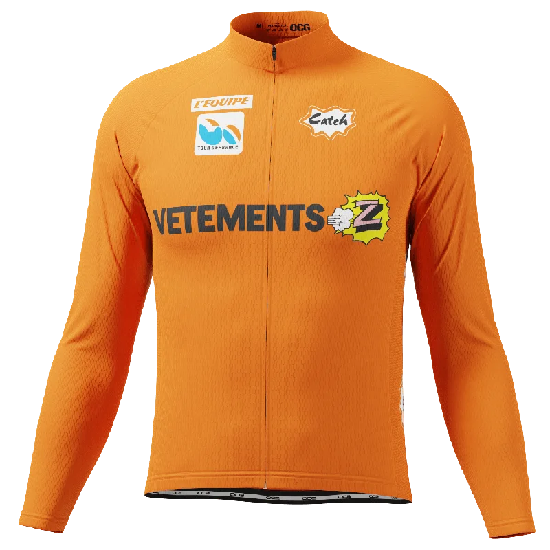 Men's Retro Vetements Team Z Orange Long Sleeve Cycling Jersey