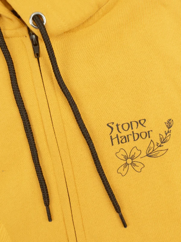 WOMEN'S MUSTARD FLEECE ZIP-UP HOODIE