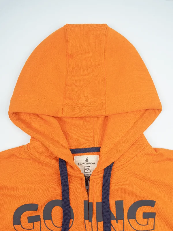 WOMEN'S ORANGE ZIP-THROUGH HOODIE