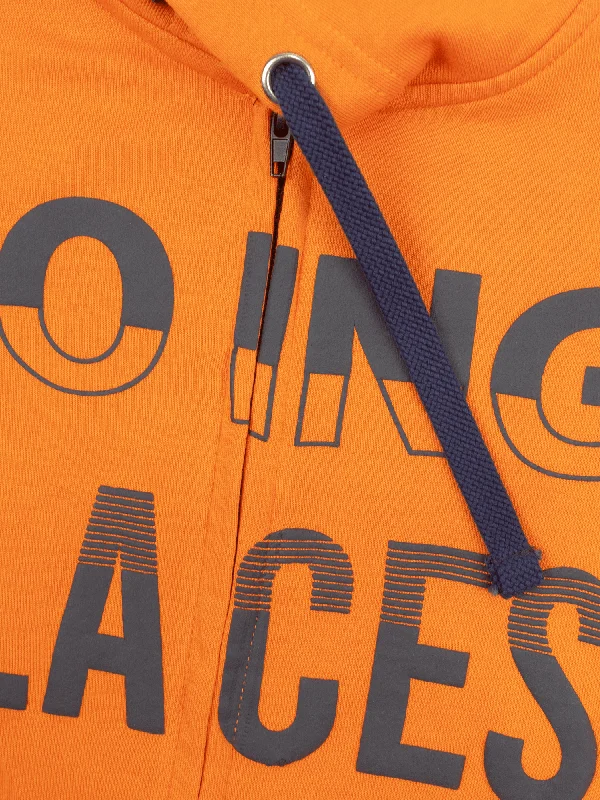 WOMEN'S ORANGE ZIP-THROUGH HOODIE